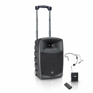 LD ROADBUDDY 10 HS - Altavoz portátil activo 10"/1"  PA,  alimentado por batería, Bluetooth , SD MP3 compatible WMA y WAV. con mezclador y micro de diadema