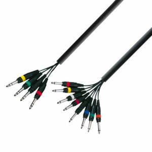 A.H. Cables K3L8VP0300 - Manguera de Cable de 4 Jacks 6,3 mm. estéreo a 8 Jacks 6,3 mm. mono de 3 metros