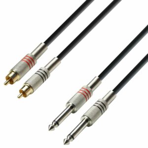 A.H. Cables,  K3TPC0600 - Cable de Audio de 2 RCA macho a 2 Jacks 6,3 mm. mono de 6 metros