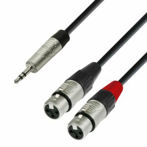 A.H. Cables,  K4YWFF0300 - Cable de Audio REAN de Minijack 3,5 mm. estéreo a 2 XLR hembra de 3 metros.