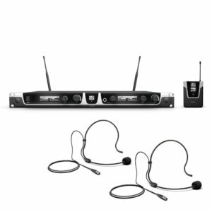 LD  U506BPH2  - Sistema doble de micrófono inalámbrico, UHF True Diversity,  con 2 petacas y 2 micrófonos de diadema de color negro serie U500, Rango de frecuencia de transmisión 655 - 679 MHz