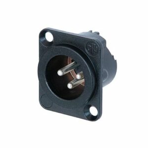 Neutrik  NC3MDLXB  - Conector de chasis de 3 pines, terminales de soldadura, caja cromada negra, contactos chapados en oro