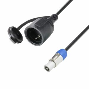 Adam Hall Cables, 8101KF0150PCONX -  Cable de alimentación de extensión de 5 pies con cubierta de goma Conector CEE7 / 7 a Power Twist hembra, 3 x 1,5 mm²