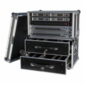 Showgear WIRELESS MICROPHONE CASE 2 - Flight Case de 6U de 19" y con dos cajones para equipos y accesorios inalámbricos.