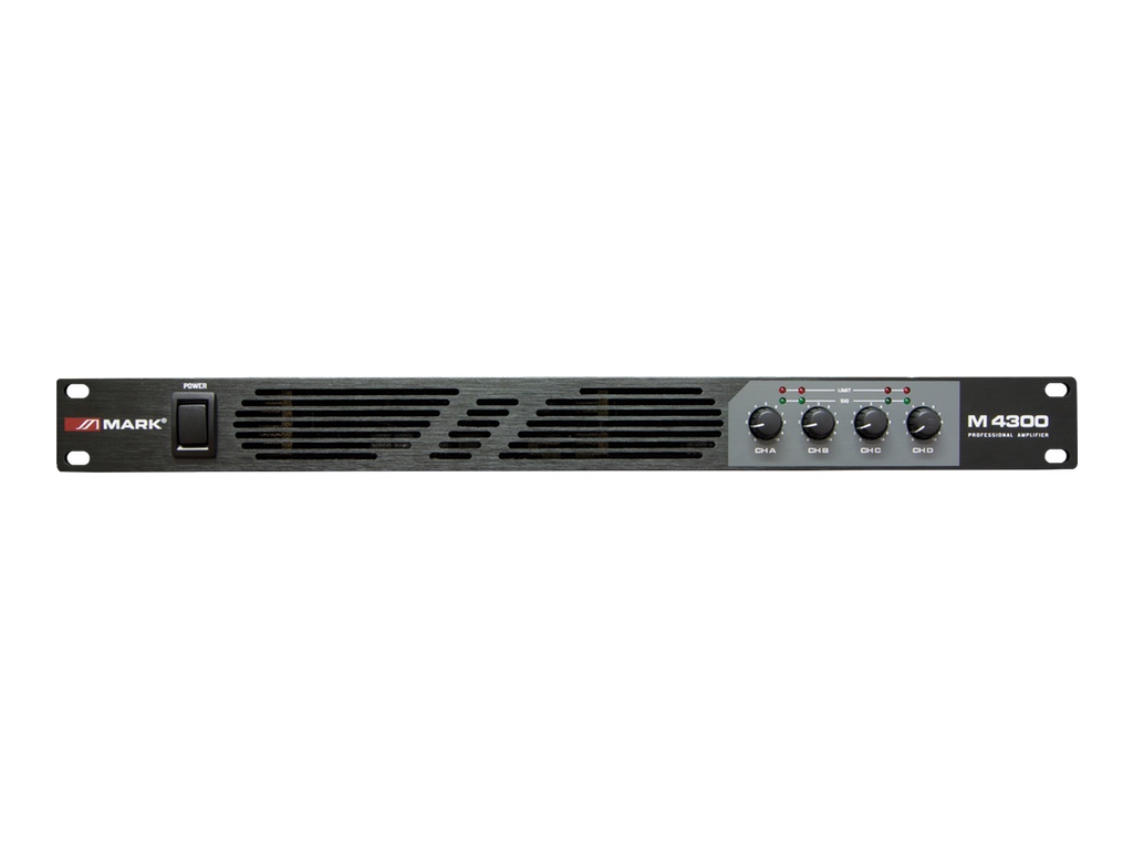 MARK- M 4300 Amplificador etapa de potencia PA , amplificación con  tecnología Clase D y SMT. Potencia: Estéreo 8 ohm 4x300W, Estéreo 4 ohm  4x400W, Bridge 8 ohm 2x600W, Paralelo 8 ohm
