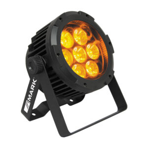 MARK PARLED 126 6 IP - Foco PAR LED IP65 , 126W. 7 x 18 LED RGBWAUV , DMX Ch: 6/10. Apertura 45º. 15 variaciones fijas de color y nivel de atenuación manual de cada color.