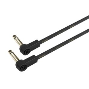 Adam Hall Cables K4 IRR 0080 FLM - Cable para instrumentos plano , Flat Audio Cable, 6.3 mm Mono Gold Plug, 0.8 m , Jack mono de 6,35 mm acodado extraplano con punta bañada en oro Cable de instrumento de gama alta no balanceado con doble blindaje