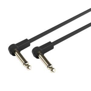 Adam Hall Cables K4 IRR 0045 FLM - Cable para intrumentos plano Flat Audio Cable, 6.3 mm Mono Gold Plug, 0.45 m,  Jack mono de 6,35 mm acodado extraplano con punta bañada en oro Cable de instrumento de gama alta no balanceado con doble blindaje.