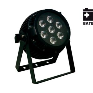 MARK SUPERBAT LED WI 712 - Foco PAR LED autónomo a batería IP65. Proyector iluminación 90W. 7 x 12 W. RGBWA UV , DMX Ch: 4/5/6/7/9/12. Apertura 25º.