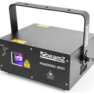 BEAMZ Profesional LASER RGB TTL PANDORA 1200  ,Modulación de color TTL, lo que significa que puede crear 7 colores a plena intensidad .El láser puede controlarse por ILDA y DMX o de forma Autónoma o ritmo de la música.