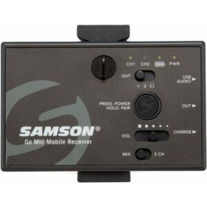 SAMSON WIRELESS SYSTEMS - GO MIC MOBILE RECEIVER ONLY- Sistema micrófono inalámbrico para teléfonos móviles,  Receptor para sistemas inalámbrico Go Mic Mobile.Alcance 30m. 6 horas de autonomía. Batería de Litio.