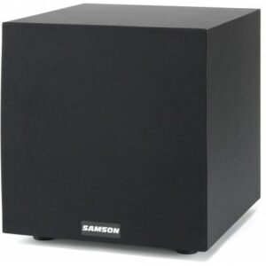 SAMSON MEDIAONE 10S - Subwoofer activo de estudio 10". Potencia de 100W. Puerto reflex inferior. Entradas y salidas RCA. Entradas y salidas para altavoz (cable pelado) para usar con sistemas estéreo.