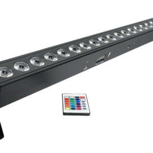 FOS LUMINUS BAR - Barra de leds que funciona con batería, led RGB 3 en 1 de 24x3 vatios, 25 grados, atenuador 0-100, control de píxeles, batería de iones de litio, 12 horas de funcionamiento en un solo color, 103 cm, entrada / salida powercon.