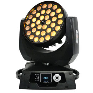 FOS WASH 600 HEX - Super Bright Wash Led moving head, 36 RGBWAUV 18w 6in1 Tianxin LEDs RGB-White - Amber - UV, Zoom 15-60°, Preset color macros ,Dimmer: 0-100% , stop/strobe effect 1-25hz, LCD display, 9.5 kg