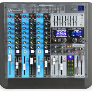 Power Dynamics - PDM-S804 -  MEZCLADOR ANALOGICO 8 CANALES PROFESIONAL, con reproductor de MP3 por USB integrado y receptor de BT para audio streaming.