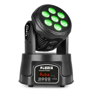 FUZZIX -  MHC706 CABEZA MOVIL WASH 7X 6W RGBW - Cabeza movil LED compacta para uso wash en bares, clubs, disco movil y escenarios. Con LEDs 7x 6W 4-en-1 produce un potente show de luces con una mezcla perfecta de color. Crea rayos de 19°, 9 y 14 canales DMX, strobe color, dimmer electrónico, etc.