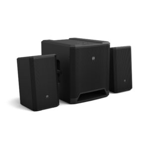 LD Systems - DAVE 12 G4X - Sistema de PA activo 2.1 compacto, Sistema de PA activo 2.1 con subwoofer de 12? y dos satélites de 6,5? Potencia total: 1460 W Mezclador integrado de 6 canales con ecualizador y reverberación Entrada seleccionable para micrófono, Hi-Z o nivel de línea Entrada digital SPDIF TOSLINK estéreo Transmisión inalámbrica por Bluetooth