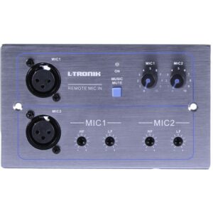 L-TRONIK - MX-882 - Panel microprocesado para matrices MX-880. Conexión frontal para 2 MIC (XLR) con control volumen y corrector de tonos para graves y agudos independientes. Comunicación RS-485 mediante cable cat 5 y conector RJ45