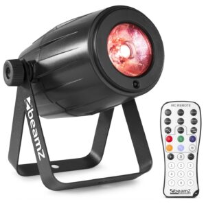 BeamZ -  PS12W -  LED FOCO SPOT 12W RGBW IR, 1x 12W RGBW 4 en 1 LED Mezcla de colores: rojo, verde, azul y blanco. La intensidad de la luz LED se puede ajustar en 9 pasos Lente con ángulo de haz de 5 ° para crear un haz estrecho Función estroboscópica Sonido activado