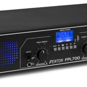 FENTON -  FPL700 - AMPLIFICADOR DIGITAL LED AZULES + EQ, Utiliza tecnologia BT para audio streaming Reproductor media integrado Mando a distancia IR USB y SD slot