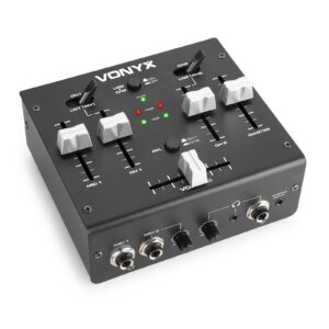 Vonyx -  VDJ2USB -  MEZCLADOR 3 CANALES DJ/USB Mezclador de 3 canales estéreo DJ/USB Audio interface USB Crossfader de alta calidad