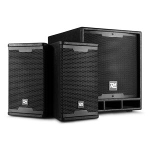 Power Dynamics -  PD COMBO 1200 - 12” SUBWOOFER + 2X 6,5” TOPS, Amplificador Clase D 400W + 2x 100W RMS Usa tecnología BT inalámbrica para audio streaming DSP de 24bit 96KHz con 3 presets Limitador electrónico Crossover electrónico