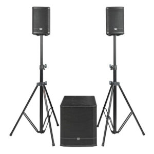 DAP - Pure Club 12 - Conjunto de altavoces activos, Sub de 12" con amplificador y dinámica incorporados 2 satélites de 6" con controlador de compresión de neodimio de 1", Potencia de Salida RMS del Amplificador 590 W