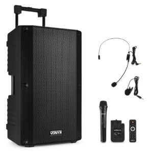 VONYX -  VSA700-BP - Trolley ,SISTEMA PORTÁTIL 15" COMBI, BT, USB, SD, Micro de mano y petaca con micro de solapa y de diadema .Sistema de audio portátil todo en uno. 500W.RMS ,1000W. de pico