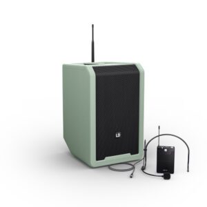 LD Systems - ANNY® 8 BPH B6 GN - Altavoz de PA portátil a batería con Bluetooth®, mezclador y un micrófono de diadema (petaca incluida), color Adventure Green