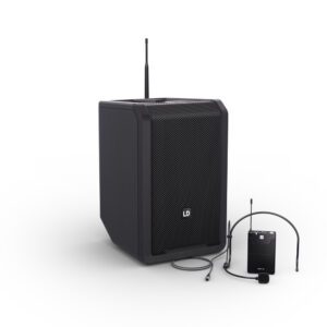 LD Systems - ANNY® 8 BPH B8 - Altavoz de PA portátil a batería con Bluetooth®, mezclador y un micrófono de diadema (petaca incluida), color Stage Black